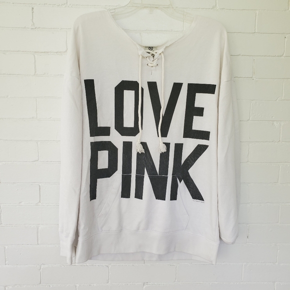 PINK Victoria's Secret Sweaters - Love Pink white sweatshirt size small but fits big